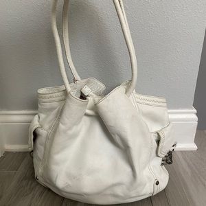 Sigrid Olsen Hobo Shoulder Bag - bucket bag style shoulder straps -White Leather